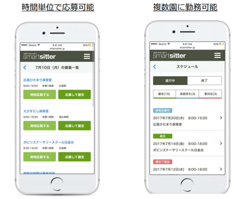 時間単位で応募可能・複数園に勤務可能